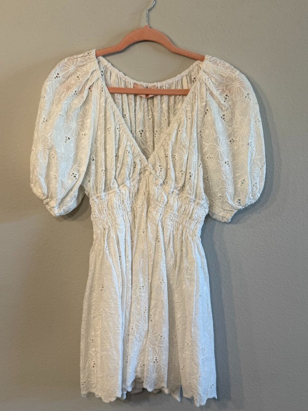 White Floral Lace Eyelet Dress Size M Gypsy and Gold